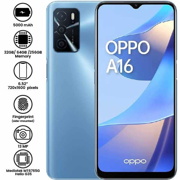 Oppo a16 smartphone, available at Mobitel UK